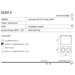 Plafon ELOY 2 BK/BK AZ2138 AZZARDO